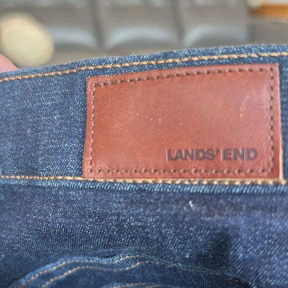 Land's End Curvy Midrise  Skinny Leg Jeans River Rinse Dark Denim Stretch 8 Pet - Picture 9 of 16
